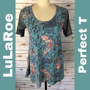 LuLaRoe Geometric Feather Print Perfect T Top